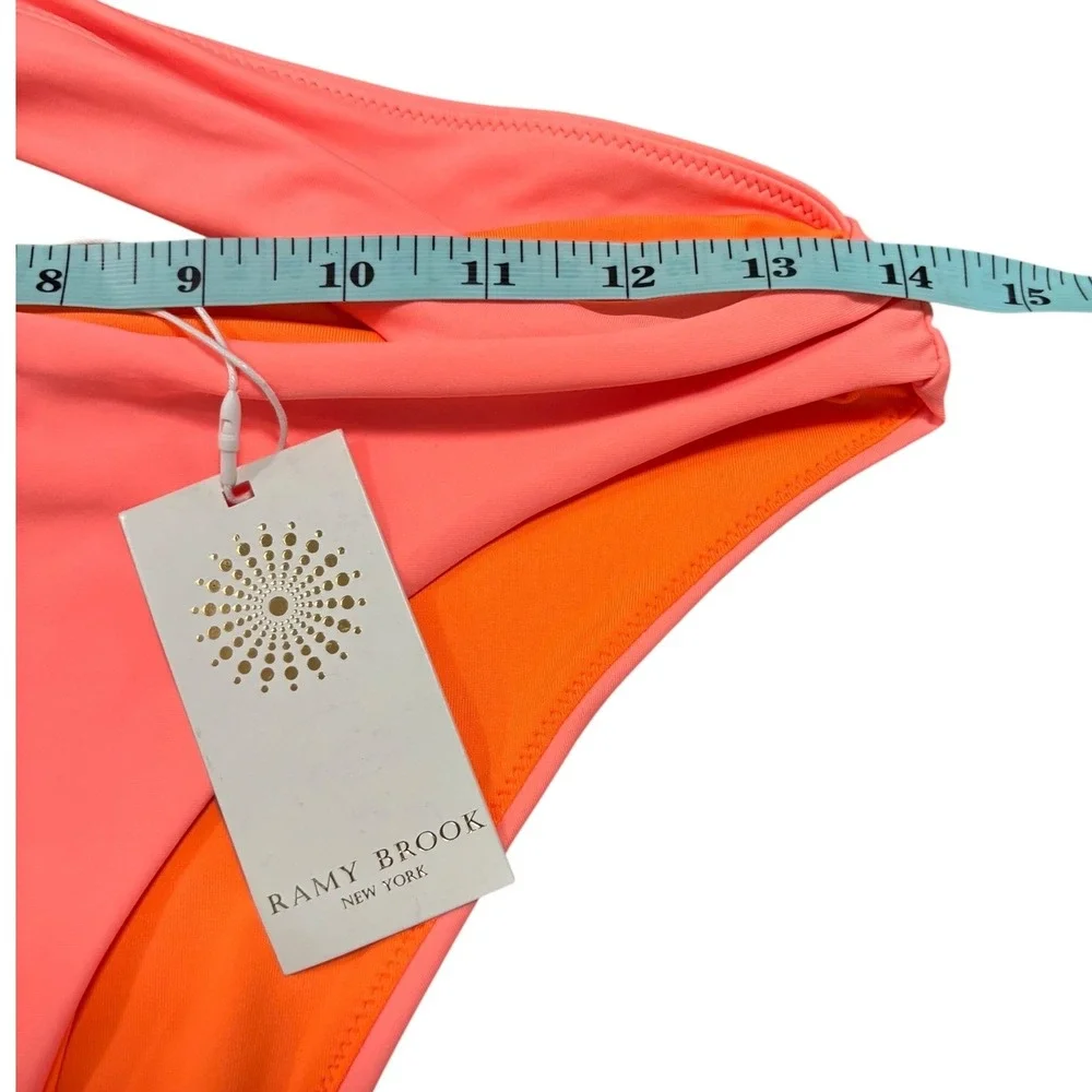 Ramy Brook Hope Bikini Bottom High Cut One Shoulder Strap Elora Coral Medium NWT